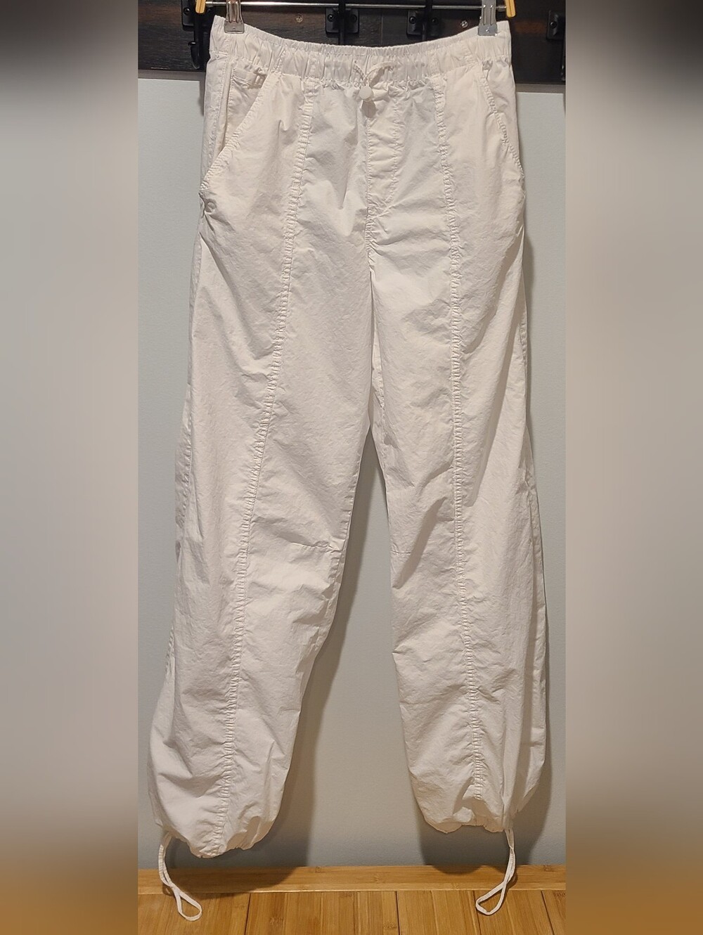 Zara Parachute Pants Drawstring White XS
